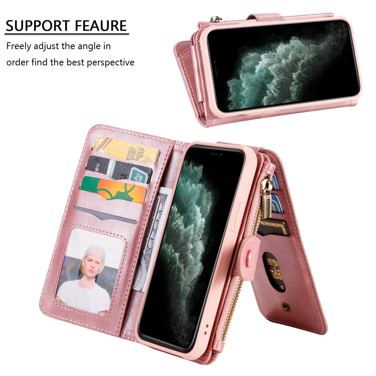 For iPhone 11 Pro Multifunctional Retro Detachable Magnetic Horizontal Flip Leather Case with Card Slots & Holder & Wallet & Photo Frame