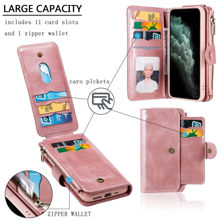 For iPhone 11 Pro Multifunctional Retro Detachable Magnetic Horizontal Flip Leather Case with Card Slots & Holder & Wallet & Photo Frame
