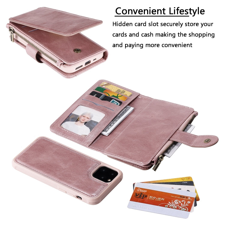 For iPhone 11 Pro Multifunctional Retro Detachable Magnetic Horizontal Flip Leather Case with Card Slots & Holder & Wallet & Photo Frame