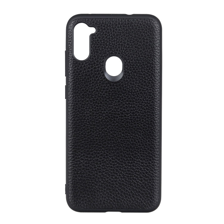 For Galaxy A11 Litchi Texture Genuine Leather Folding Protective Case