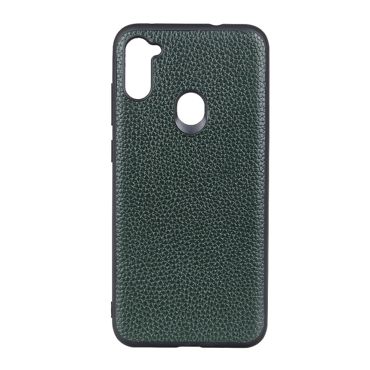 For Galaxy A11 Litchi Texture Genuine Leather Folding Protective Case
