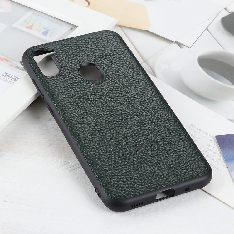 For Galaxy A11 Litchi Texture Genuine Leather Folding Protective Case