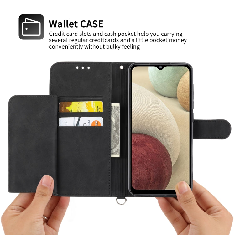 For Samsung Galaxy A12 5G/M12 Skin-feel Flowers Embossed Wallet Leather Phone Case