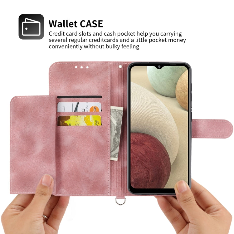 For Samsung Galaxy A12 5G/M12 Skin-feel Flowers Embossed Wallet Leather Phone Case