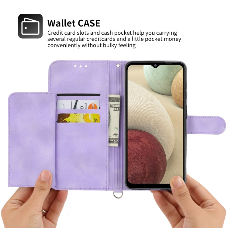 For Samsung Galaxy A12 5G/M12 Skin-feel Flowers Embossed Wallet Leather Phone Case