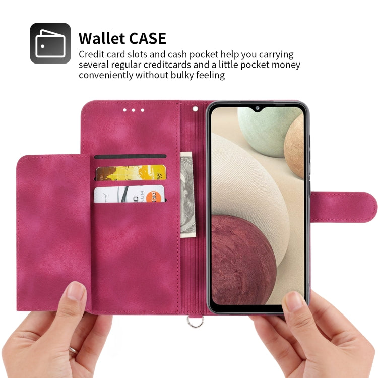 For Samsung Galaxy A12 5G/M12 Skin-feel Flowers Embossed Wallet Leather Phone Case