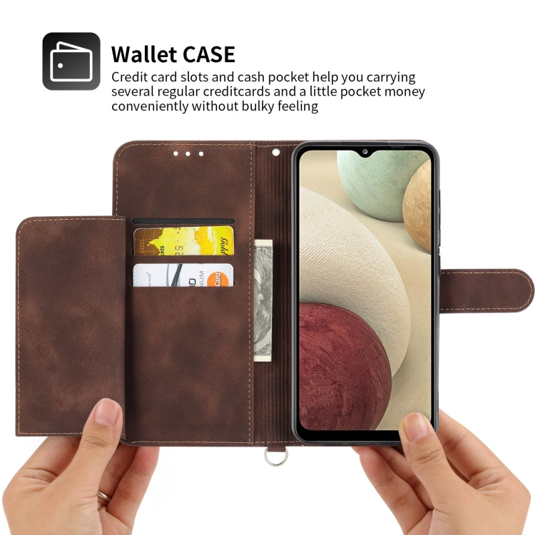 For Samsung Galaxy A12 5G/M12 Skin-feel Flowers Embossed Wallet Leather Phone Case