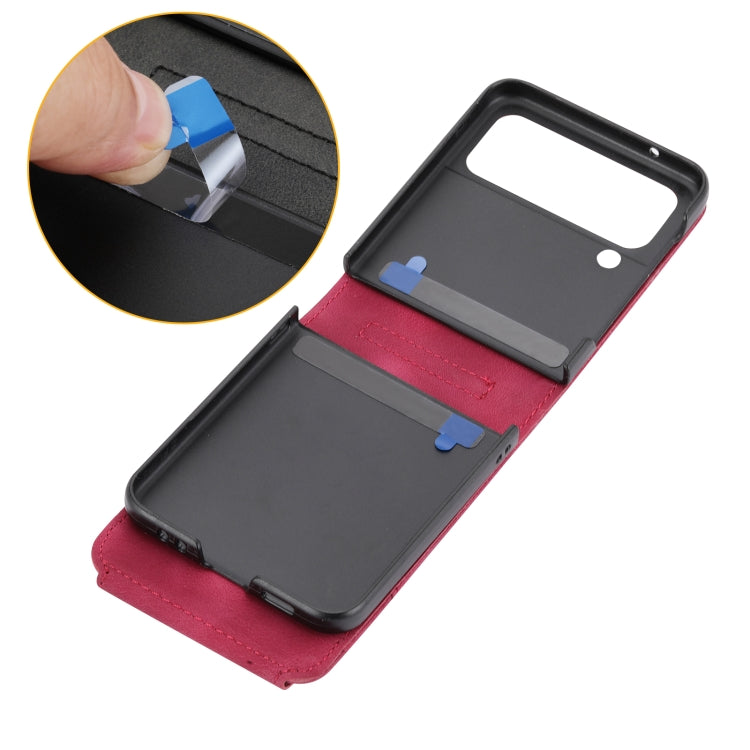 For Samsung Galaxy Z Flip3 5G Skin-feel Flowers Embossed Wallet Leather Phone Case