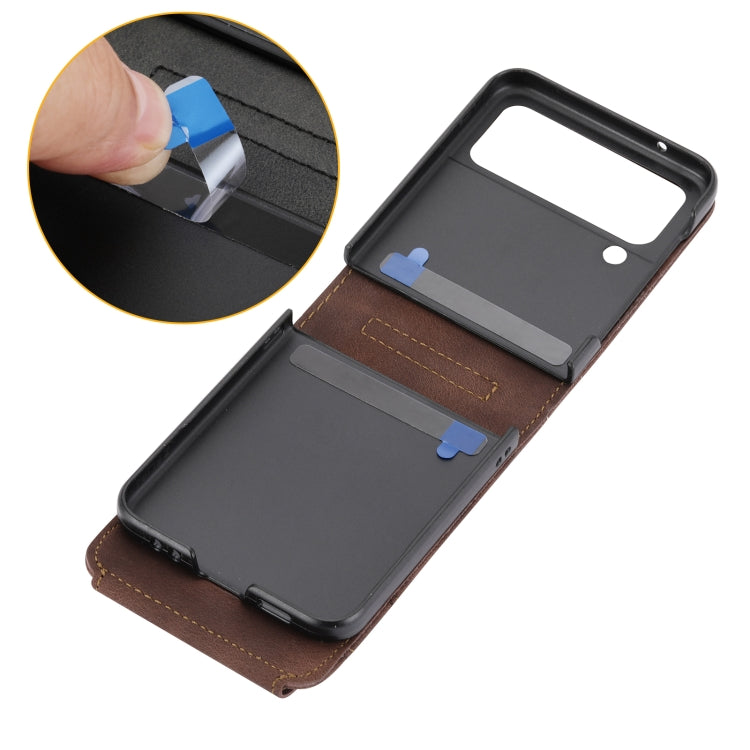 For Samsung Galaxy Z Flip3 5G Skin-feel Flowers Embossed Wallet Leather Phone Case