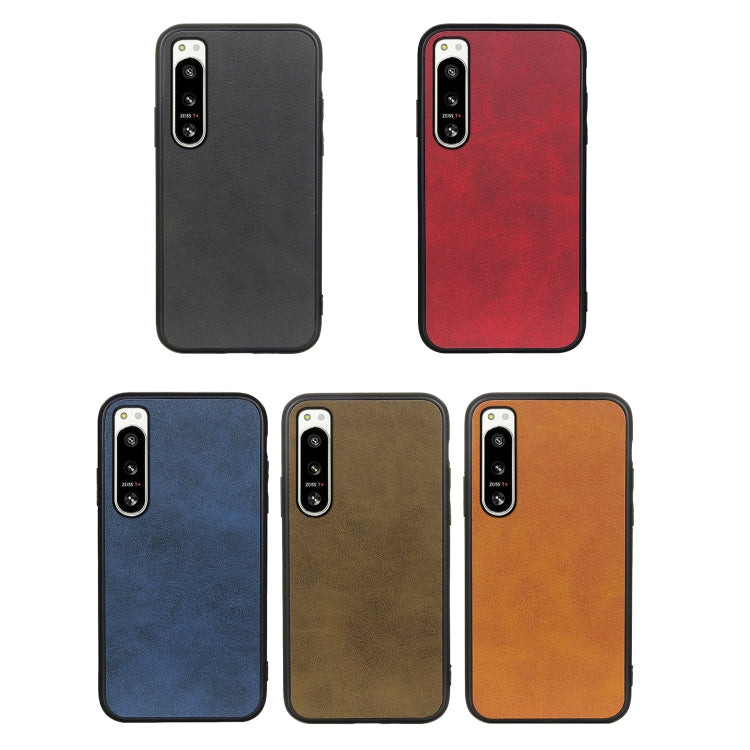 For Sony Xperia 5 IV Two-color Cowhide Texture PU Shockproof Phone Case