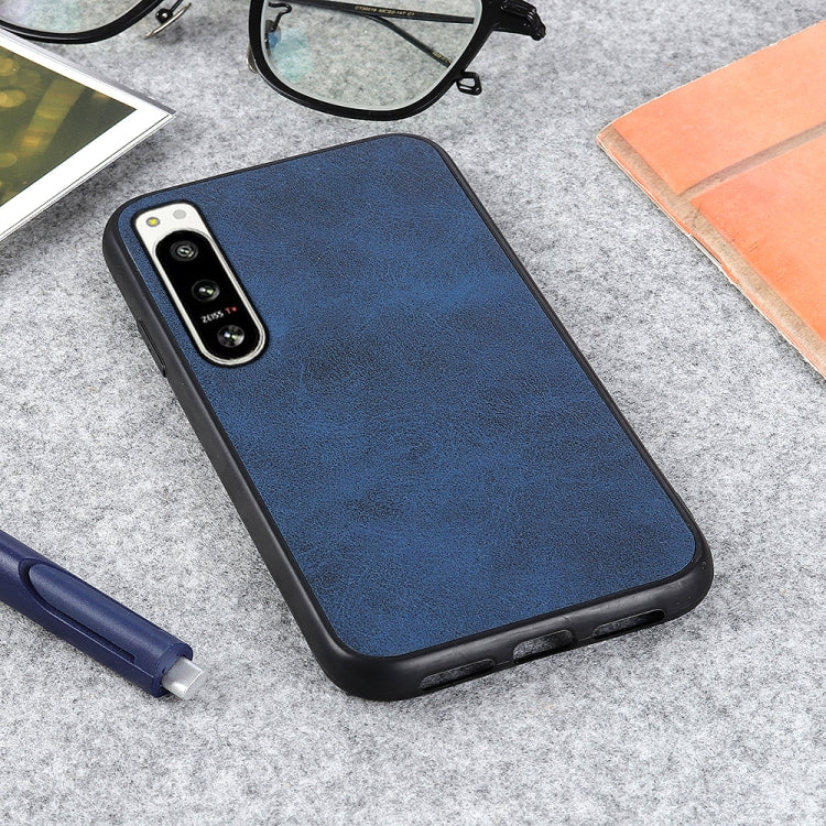 For Sony Xperia 5 IV Two-color Cowhide Texture PU Shockproof Phone Case