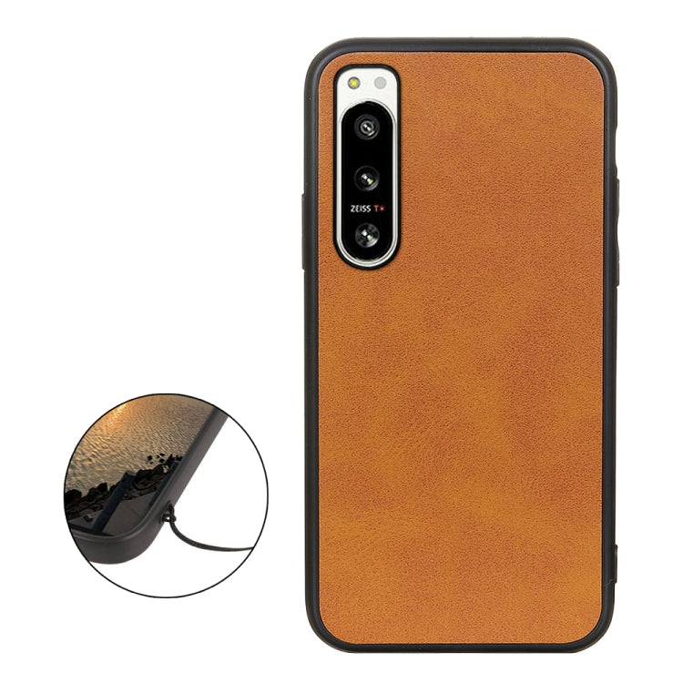 For Sony Xperia 5 IV Two-color Cowhide Texture PU Shockproof Phone Case