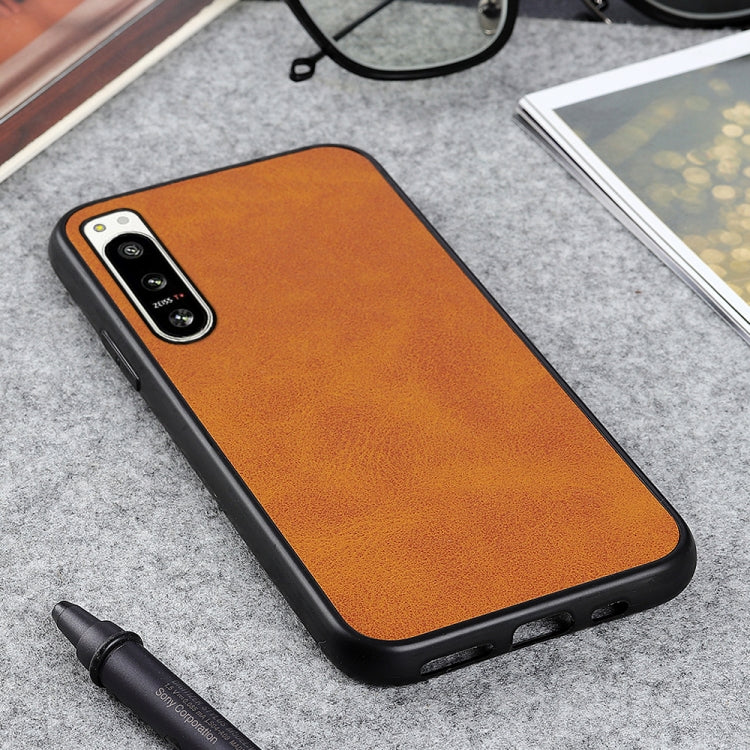 For Sony Xperia 5 IV Two-color Cowhide Texture PU Shockproof Phone Case