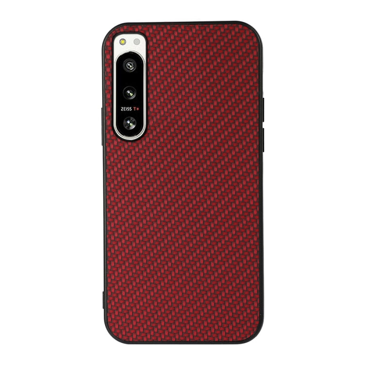 For Sony Xperia 5 IV Accurate Hole Carbon Fiber Texture PU Phone Case