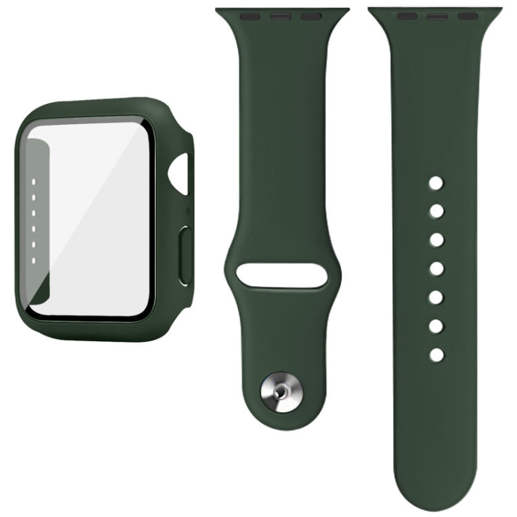 For Apple Watch SE 2022 40mm imak Silicone Watch Band PC Frame with Tempered Glass Film