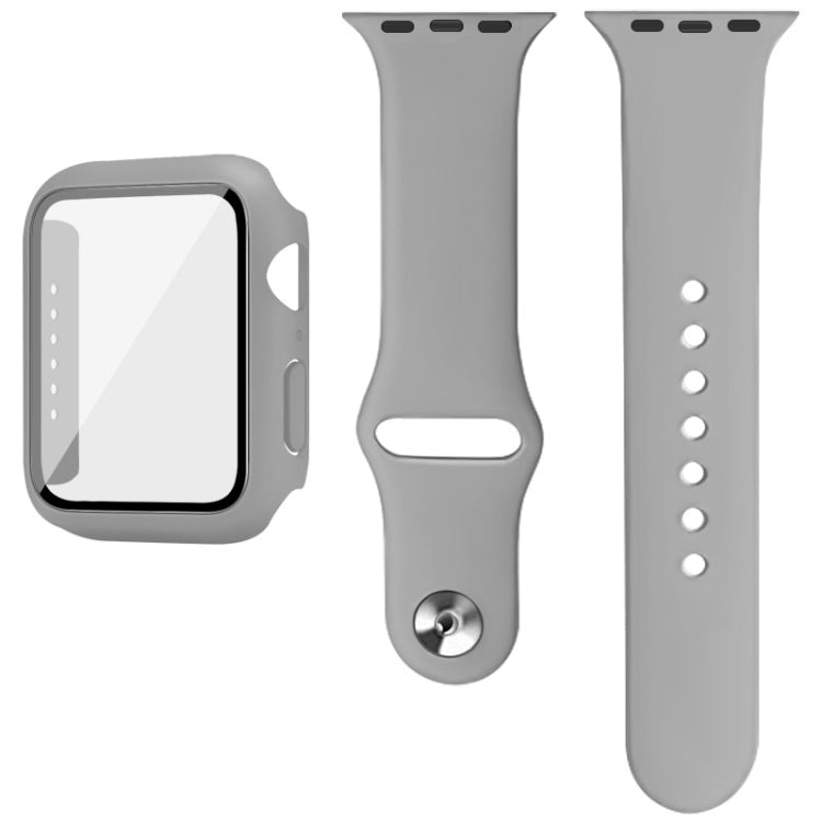 For Apple Watch SE 2022 40mm imak Silicone Watch Band PC Frame with Tempered Glass Film