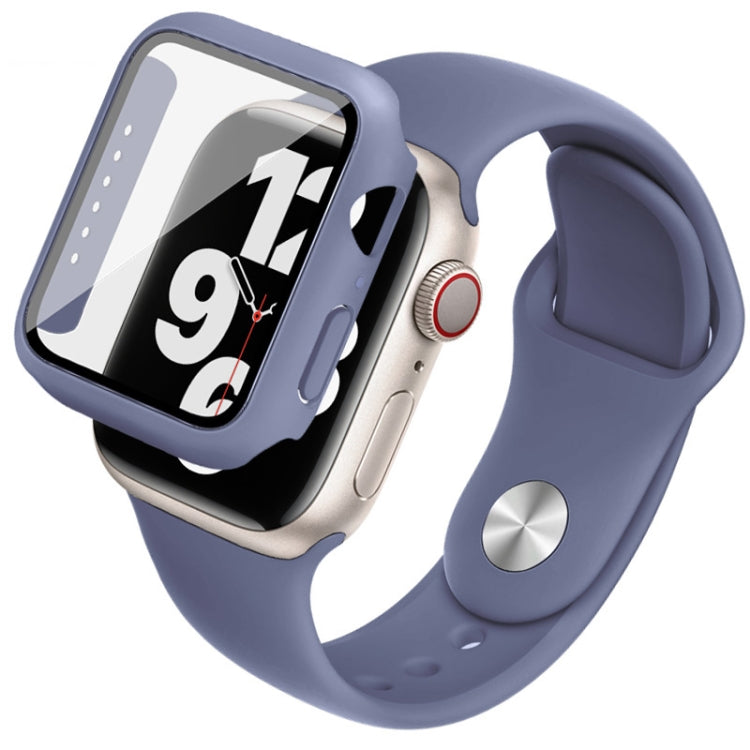 For Apple Watch SE 2022 40mm imak Silicone Watch Band PC Frame with Tempered Glass Film