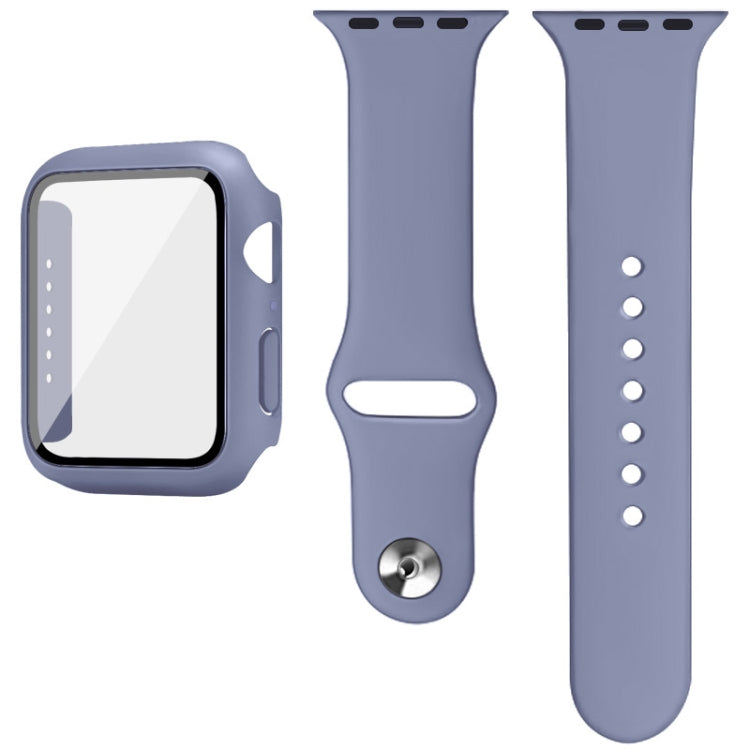 For Apple Watch SE 2022 40mm imak Silicone Watch Band PC Frame with Tempered Glass Film