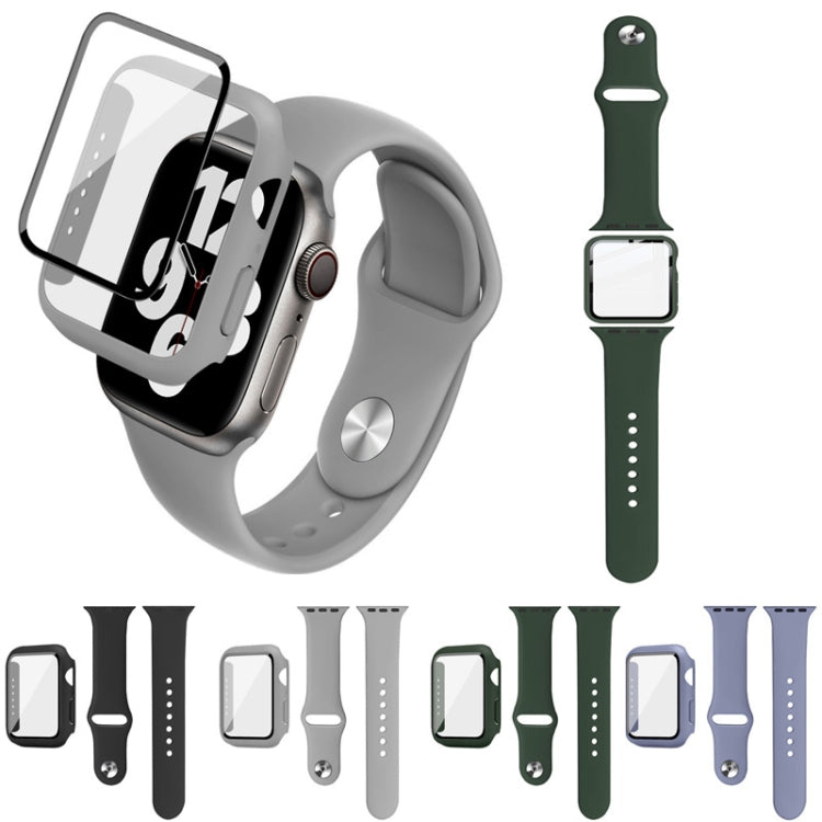 For Apple Watch SE 2022 40mm imak Silicone Watch Band PC Frame with Tempered Glass Film