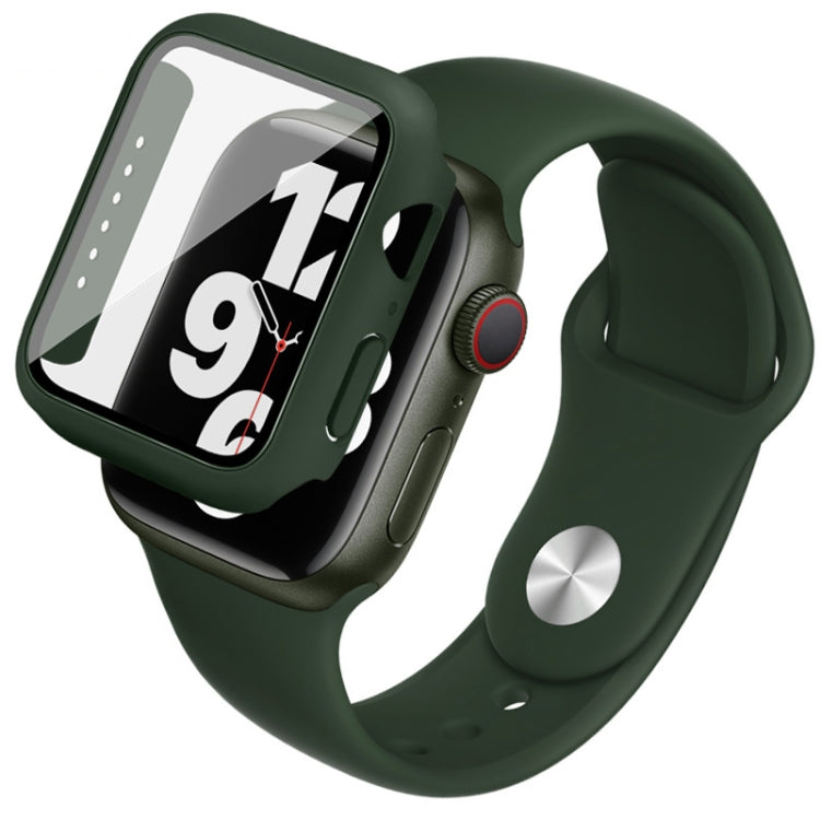 For Apple Watch SE 2022 44mm imak Silicone Watch Band PC Frame with Tempered Glass Film
