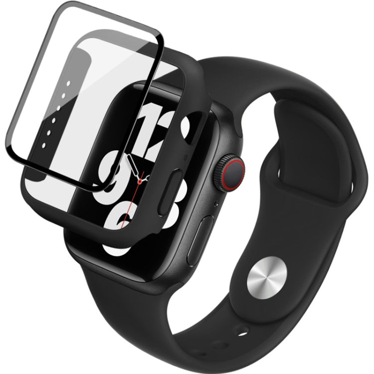 For Apple Watch SE 2022 44mm imak Silicone Watch Band PC Frame with Tempered Glass Film