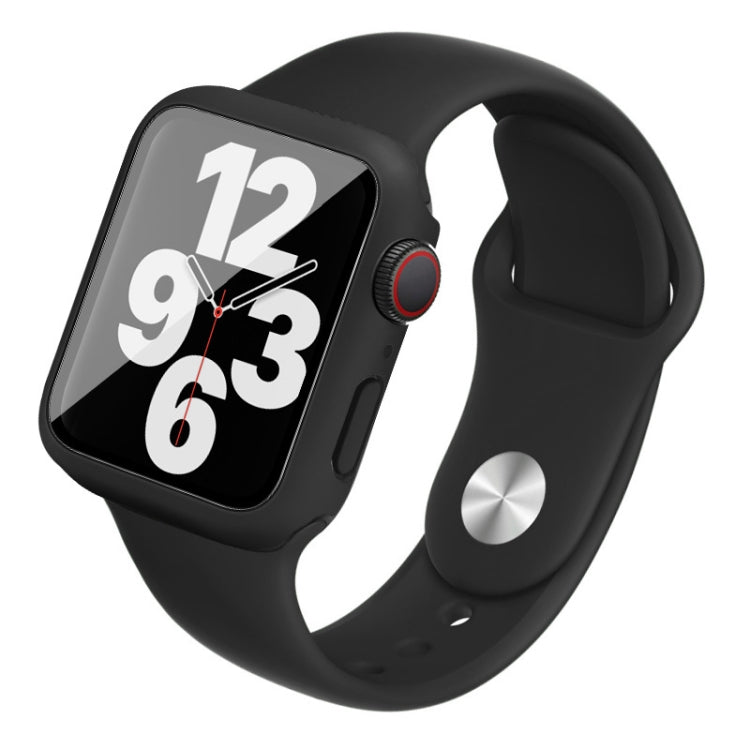 For Apple Watch SE 2022 44mm imak Silicone Watch Band PC Frame with Tempered Glass Film