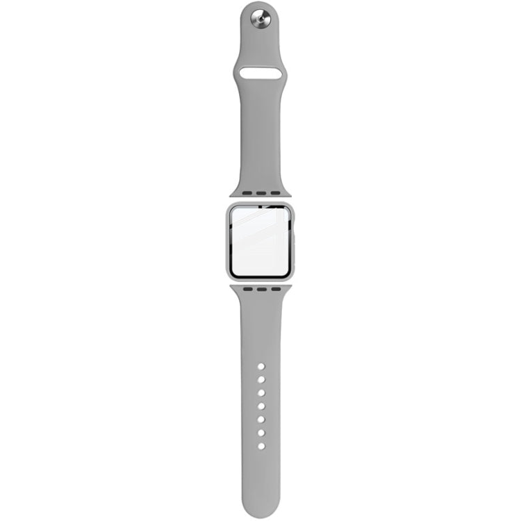 For Apple Watch SE 2022 44mm imak Silicone Watch Band PC Frame with Tempered Glass Film