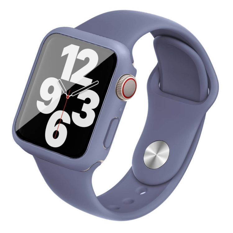 For Apple Watch SE 2022 44mm imak Silicone Watch Band PC Frame with Tempered Glass Film