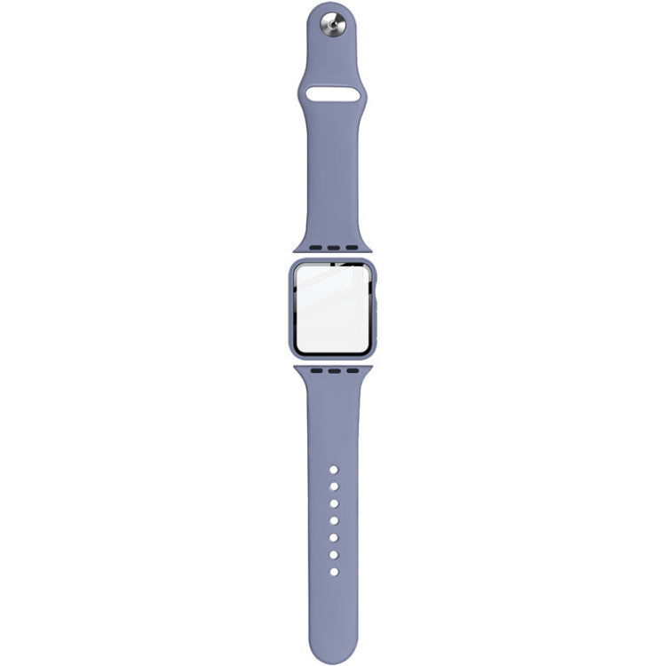For Apple Watch SE 2022 44mm imak Silicone Watch Band PC Frame with Tempered Glass Film