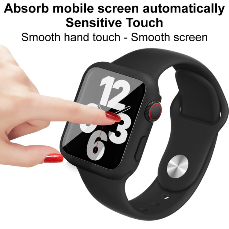 For Apple Watch SE 2022 44mm imak Silicone Watch Band PC Frame with Tempered Glass Film