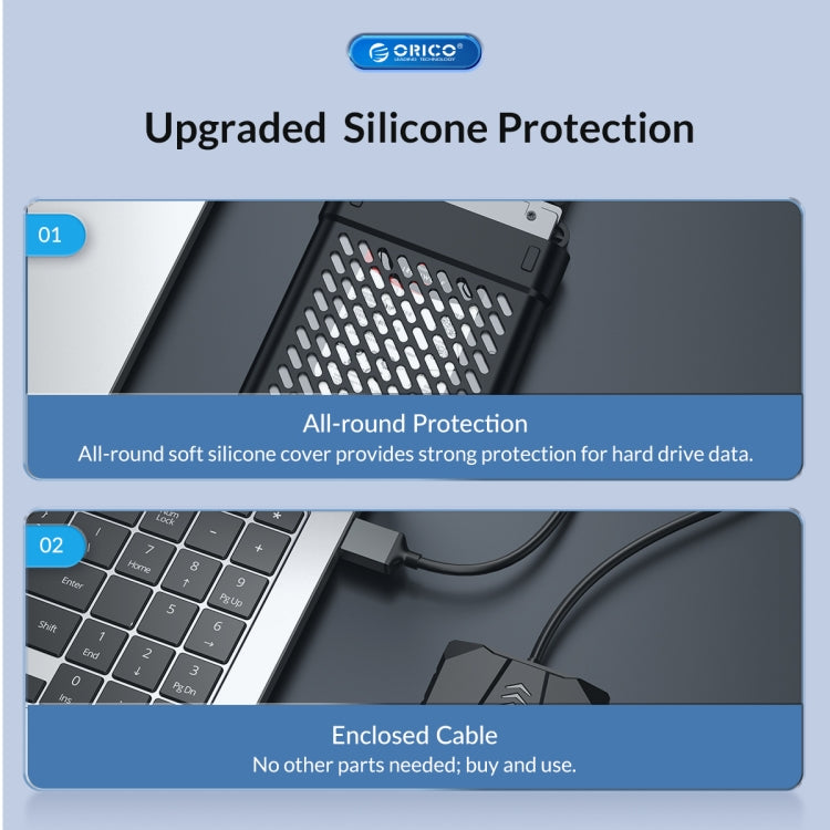 ORICO UTS2 USB 2.0 2.5-inch SATA HDD Adapter with Silicone Case, Cable Length:0.5m