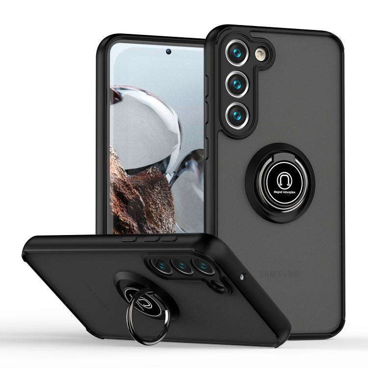 For Samsung Galaxy S23 5G Q Shadow I Ring Kickstand PC and TPU Hybrid Phone Case