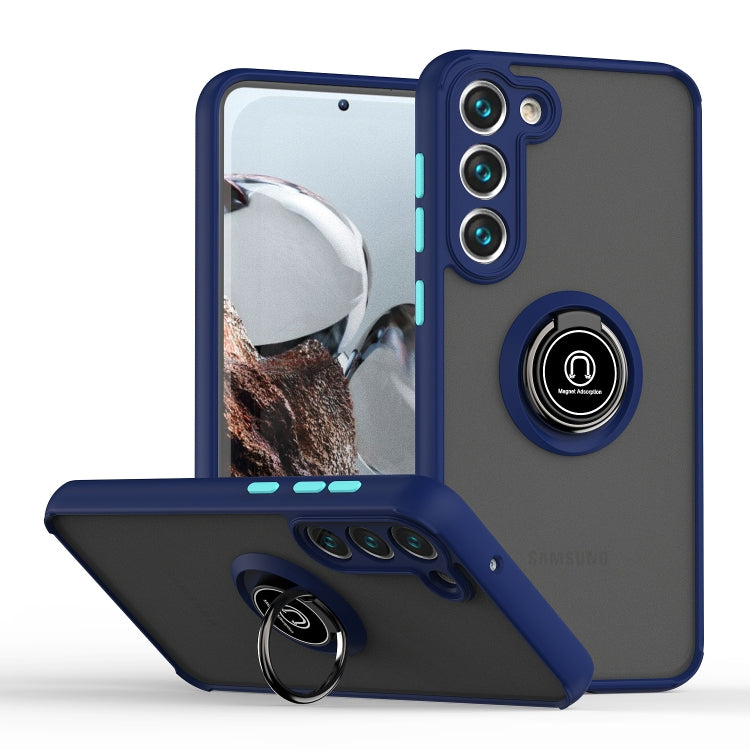 For Samsung Galaxy S23 5G Q Shadow I Ring Kickstand PC and TPU Hybrid Phone Case