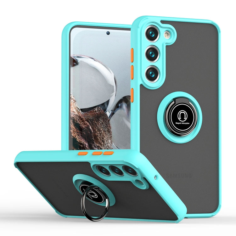 For Samsung Galaxy S23 5G Q Shadow I Ring Kickstand PC and TPU Hybrid Phone Case