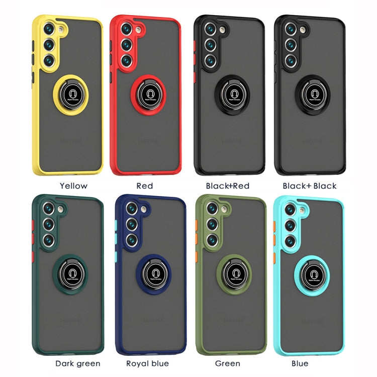 For Samsung Galaxy S23 5G Q Shadow I Ring Kickstand PC and TPU Hybrid Phone Case