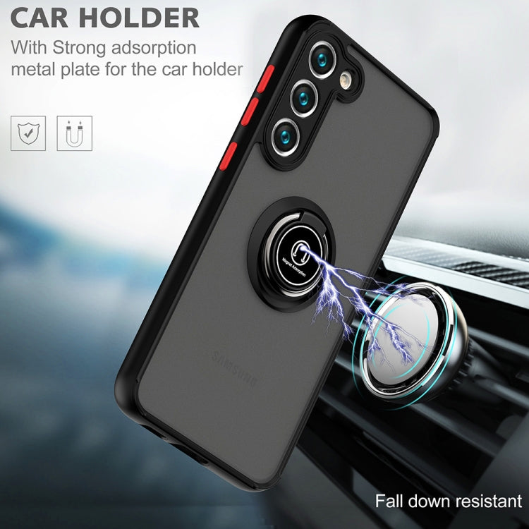 For Samsung Galaxy S23 5G Q Shadow I Ring Kickstand PC and TPU Hybrid Phone Case