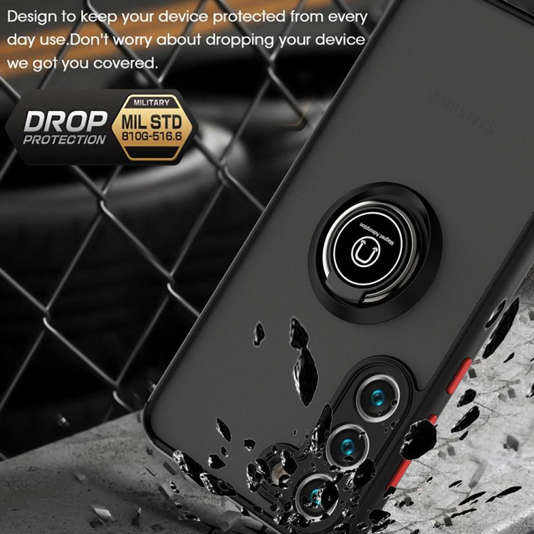 For Samsung Galaxy S23 5G Q Shadow I Ring Kickstand PC and TPU Hybrid Phone Case