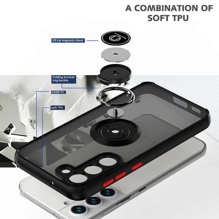 For Samsung Galaxy S23+ 5G Q Shadow I Ring Kickstand PC and TPU Hybrid Phone Case