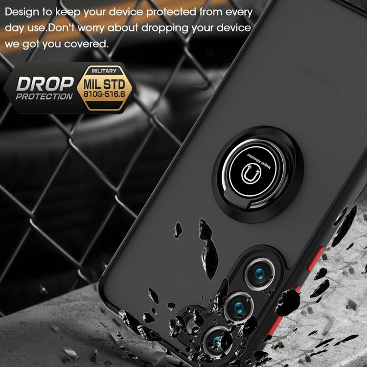 For Samsung Galaxy S23+ 5G Q Shadow I Ring Kickstand PC and TPU Hybrid Phone Case