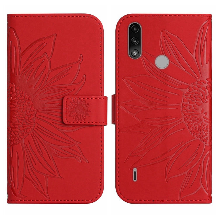 For Motorola Moto E7 Power/E7i Power Skin Feel Sun Flower Pattern Flip Leather Phone Case with Lanyard