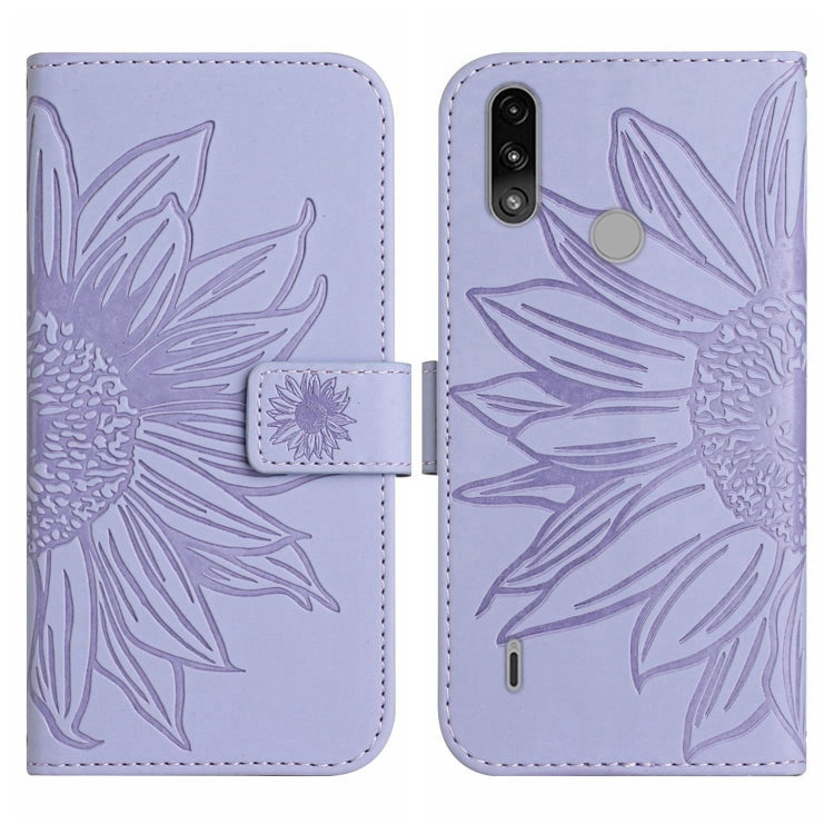 For Motorola Moto E7 Power/E7i Power Skin Feel Sun Flower Pattern Flip Leather Phone Case with Lanyard