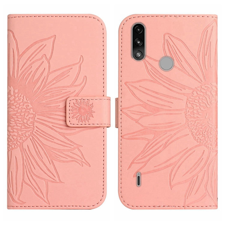 For Motorola Moto E7 Power/E7i Power Skin Feel Sun Flower Pattern Flip Leather Phone Case with Lanyard