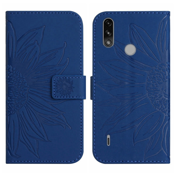 For Motorola Moto E7 Power/E7i Power Skin Feel Sun Flower Pattern Flip Leather Phone Case with Lanyard