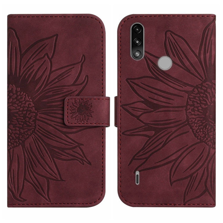 For Motorola Moto E7 Power/E7i Power Skin Feel Sun Flower Pattern Flip Leather Phone Case with Lanyard