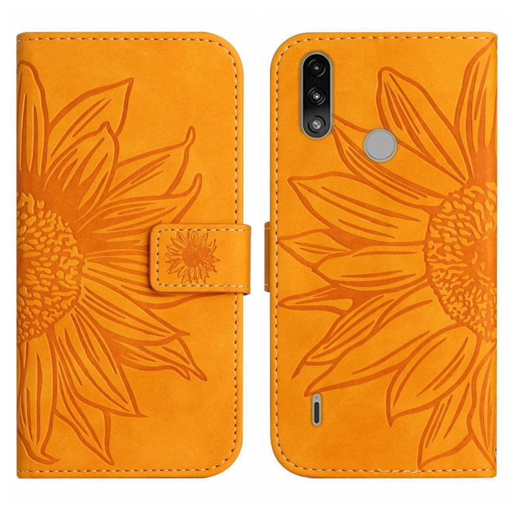 For Motorola Moto E7 Power/E7i Power Skin Feel Sun Flower Pattern Flip Leather Phone Case with Lanyard
