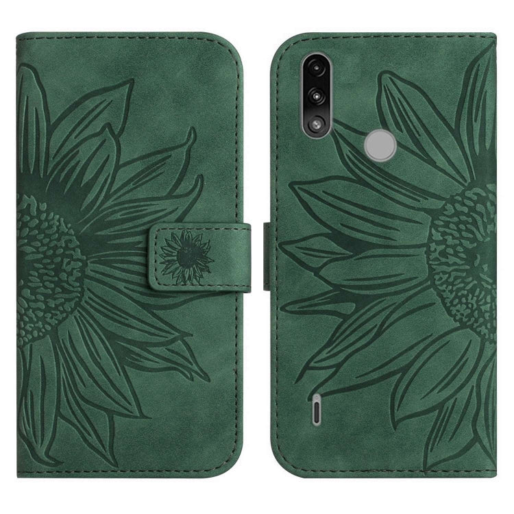 For Motorola Moto E7 Power/E7i Power Skin Feel Sun Flower Pattern Flip Leather Phone Case with Lanyard