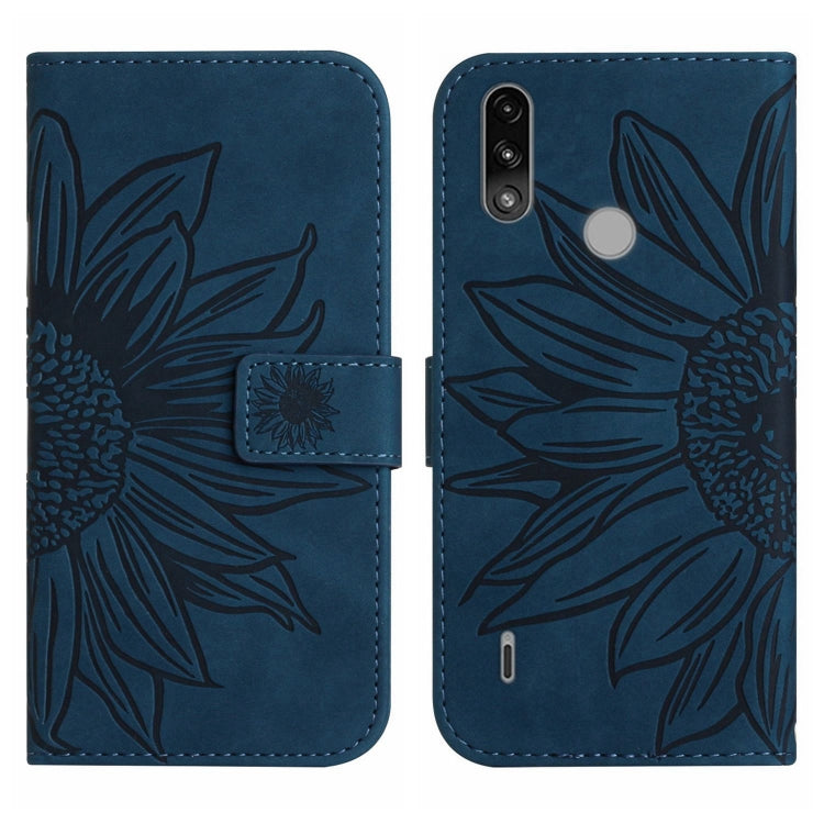For Motorola Moto E7 Power/E7i Power Skin Feel Sun Flower Pattern Flip Leather Phone Case with Lanyard