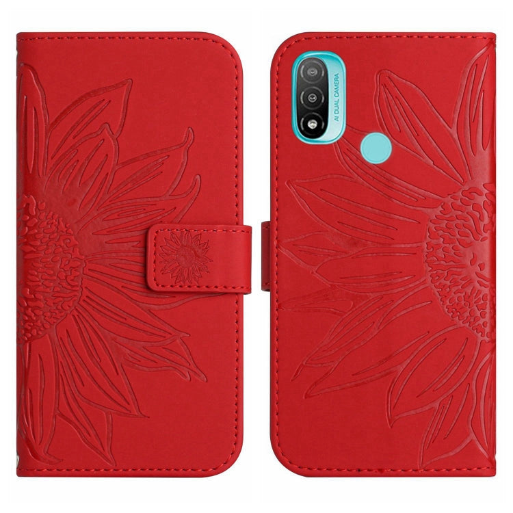 For Motorola Moto E20/E30/E40 Skin Feel Sun Flower Pattern Flip Leather Phone Case with Lanyard