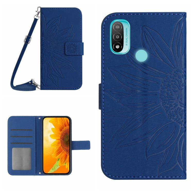 For Motorola Moto E20/E30/E40 Skin Feel Sun Flower Pattern Flip Leather Phone Case with Lanyard