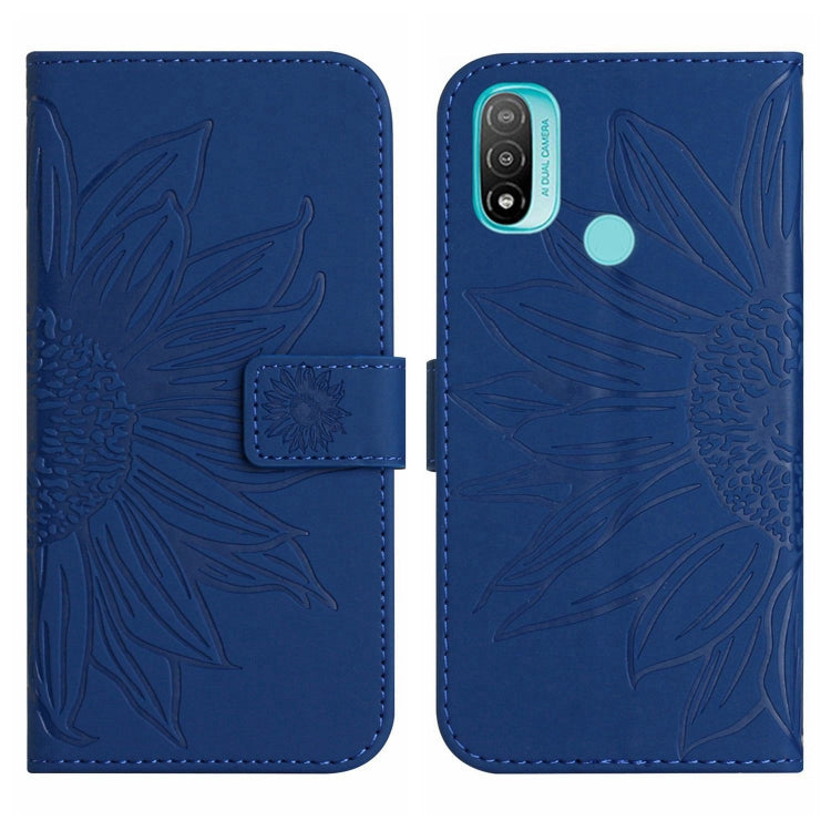 For Motorola Moto E20/E30/E40 Skin Feel Sun Flower Pattern Flip Leather Phone Case with Lanyard